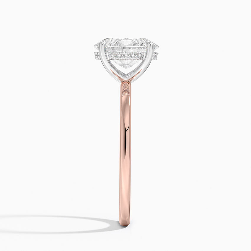 2.10 Karat Oval Kesim Hidden Halo Tasarım Tektaş Laboratuvar Pırlanta Yüzük 18K  - Elora - Bold Diamonds