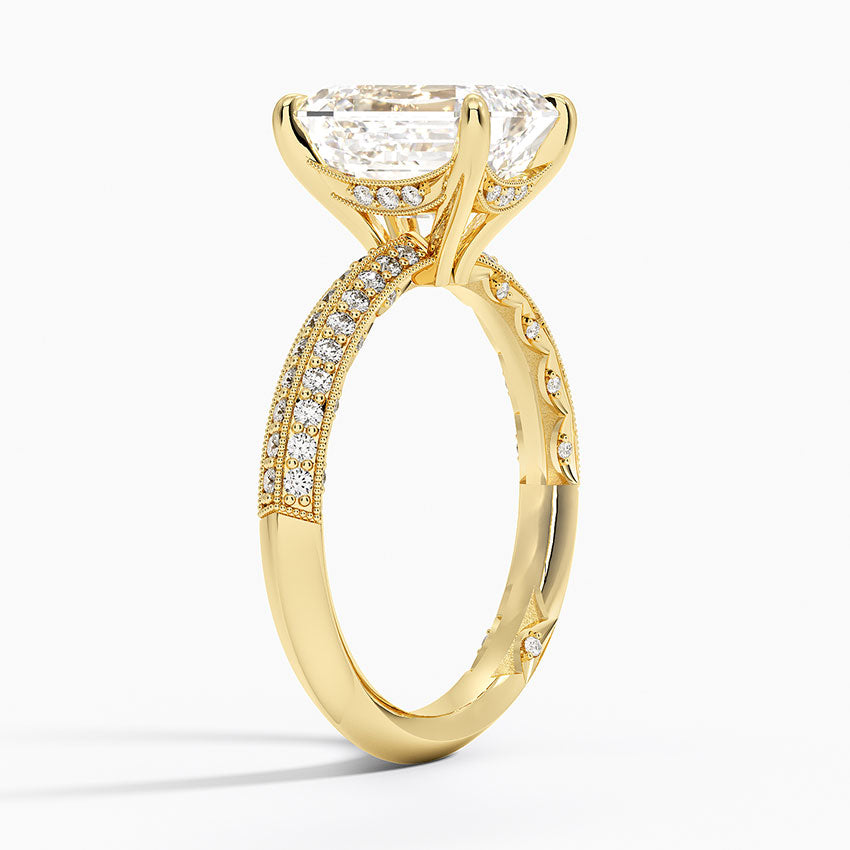 2.50 Karat Emerald Kesim Hidden Halo Tasarım Tektaş Laboratuvar Pırlanta Yüzük - Geneva
