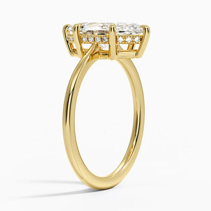 2.10 Marquise Kesim Hidden Halo Tasarım Tektaş Laboratuvar Pırlanta Yüzük - Tilora