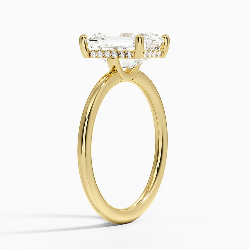 2.10 Karat Emerald Kesim Hidden Halo Tasarım Tektaş Laboratuvar Pırlanta Yüzük - Lucerne