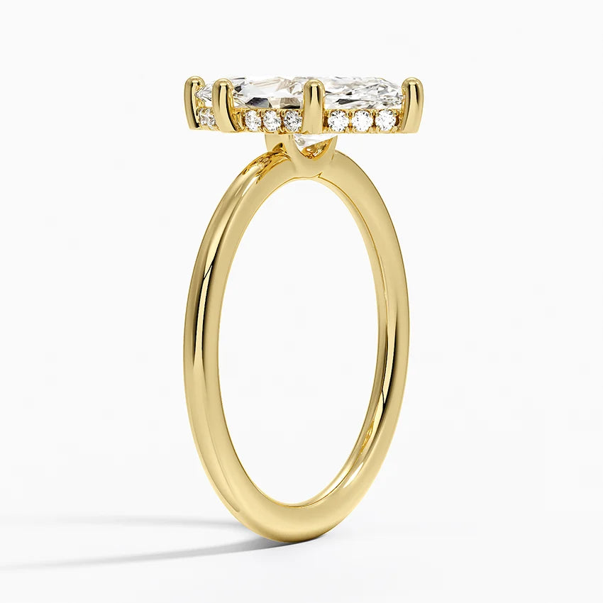 2.10 Karat Marquise Kesim Hidden Halo Tasarım Tektaş Laboratuvar Pırlanta Yüzük - Lucerne