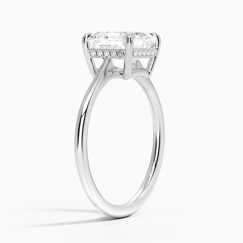 2.10 Karat Asscher Kesim Hidden Halo Tasarım Tektaş Laboratuvar Pırlanta Yüzük - Monaco