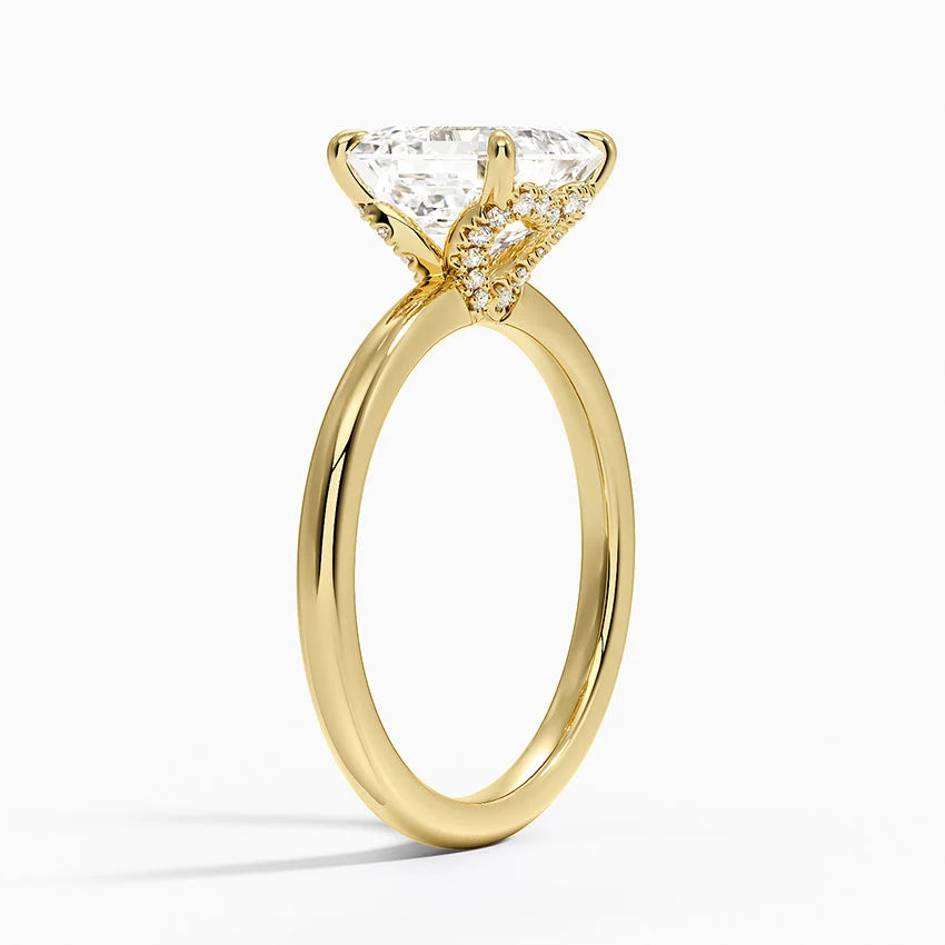 2.15 Karat Asscher Kesim Hidden Halo Tasarım Tektaş Laboratuvar Pırlanta Yüzük - Lyon