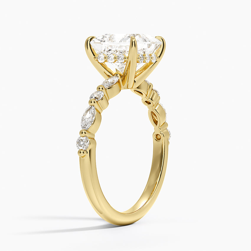 2.50 Karat Prenses Kesim Hidden Halo Tasarım Tektaş Laboratuvar Pırlanta Yüzük - Tokyo - Bold Diamonds