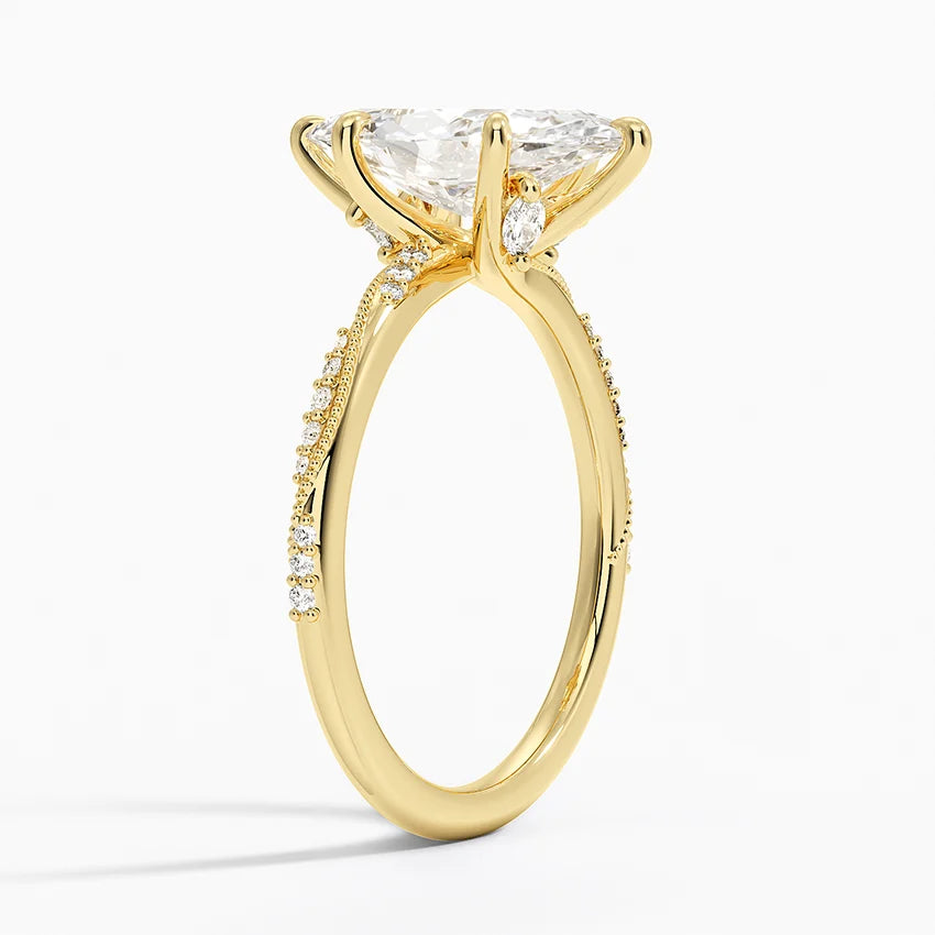 2.25 Karat Marquise Kesim Hidden Halo Tasarım Tektaş Laboratuvar Pırlanta Yüzük 18K  - Melora