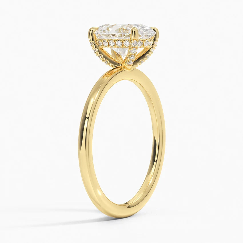 2.15 Karat Oval Kesim Hidden Halo Tasarım Tektaş Laboratuvar Pırlanta Yüzük - Gilora - Bold Diamonds