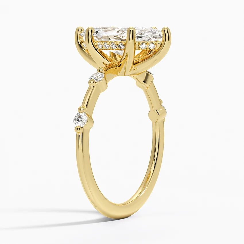 2.20 Karat Marquise Kesim Hidden Halo Tasarım Tektaş Laboratuvar Pırlanta Yüzük - Nice