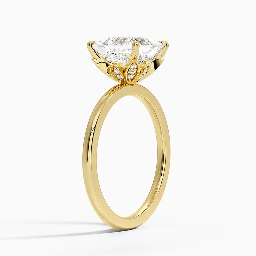 1.60 Carat Princess Halo Design Solitaire Lab Diamond Ring 18K - Florina 