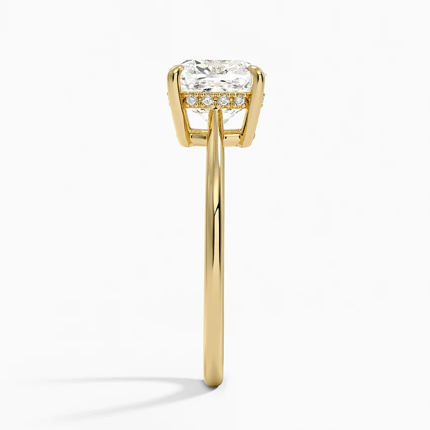 2.10 Karat Cushion Kesim Hidden Halo Tasarım Tektaş Laboratuvar Pırlanta Yüzük - Monaco