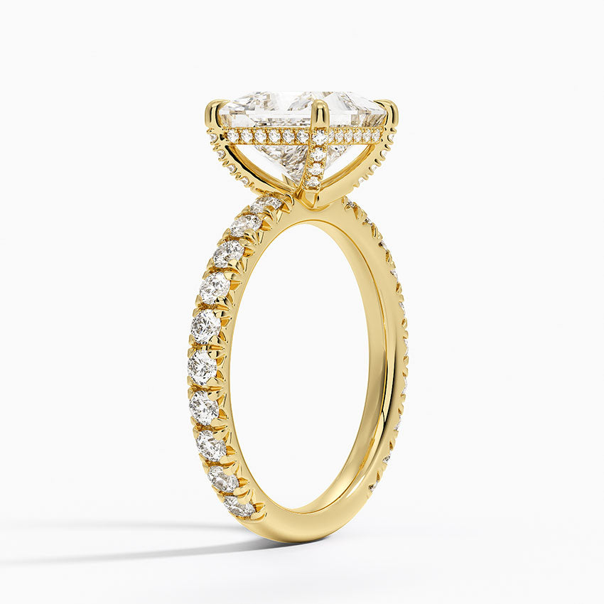 2.75 Karat Prenses Kesim Hidden Halo Tasarım Tektaş Laboratuvar Pırlanta Yüzük 18K  - Selora - Bold Diamonds