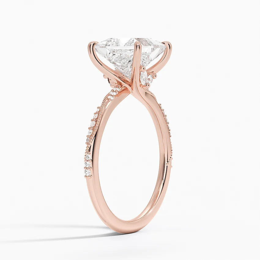 2.25 Karat Prenses Kesim Hidden Halo Tasarım Tektaş Laboratuvar Pırlanta Yüzük 18K  - Melora - Bold Diamonds