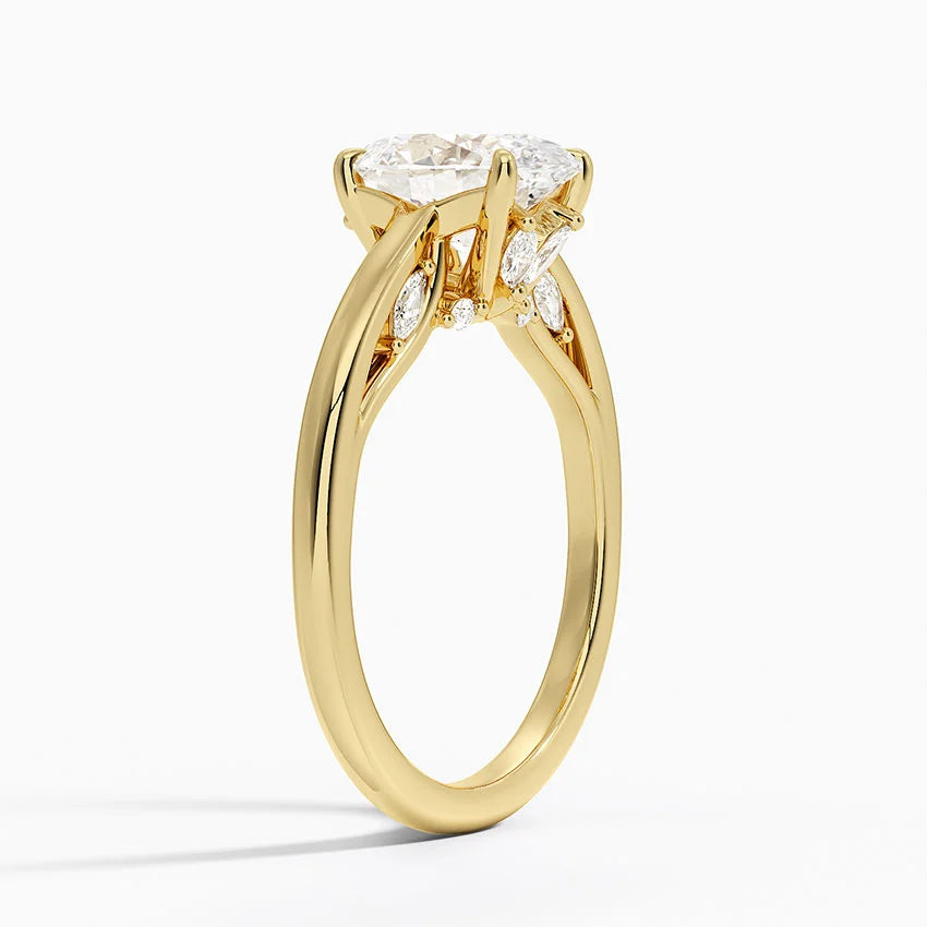 2.30 Oval Kesim Hidden Halo Tasarım Tektaş Laboratuvar Pırlanta Yüzük - Dalara