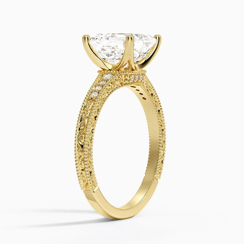 2.15 Asscher Kesim Hidden Halo Tasarım Tektaş Laboratuvar Pırlanta Yüzük - Silora