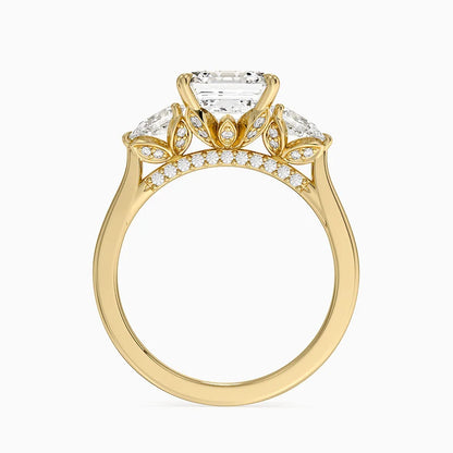 2.75 Karat Asscher Kesim Hidden Halo Tasarım Tektaş Laboratuvar Pırlanta Yüzük 18K - Calora