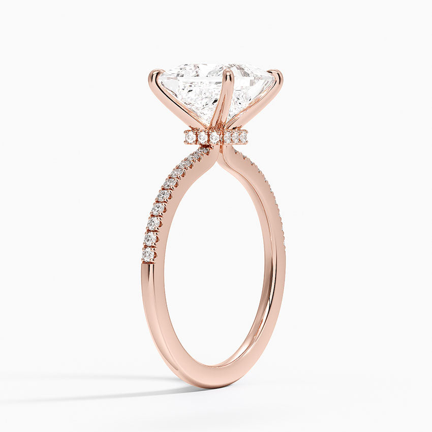 2.25 Karat Prenses Kesim Hidden Halo Tasarım Tektaş Laboratuvar Pırlanta Yüzük - Filora - Bold Diamonds