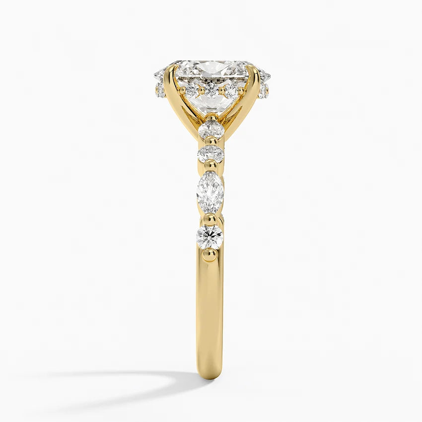 2.50 Karat Oval Kesim Hidden Halo Tasarım Tektaş Laboratuvar Pırlanta Yüzük - Tokyo - Bold Diamonds