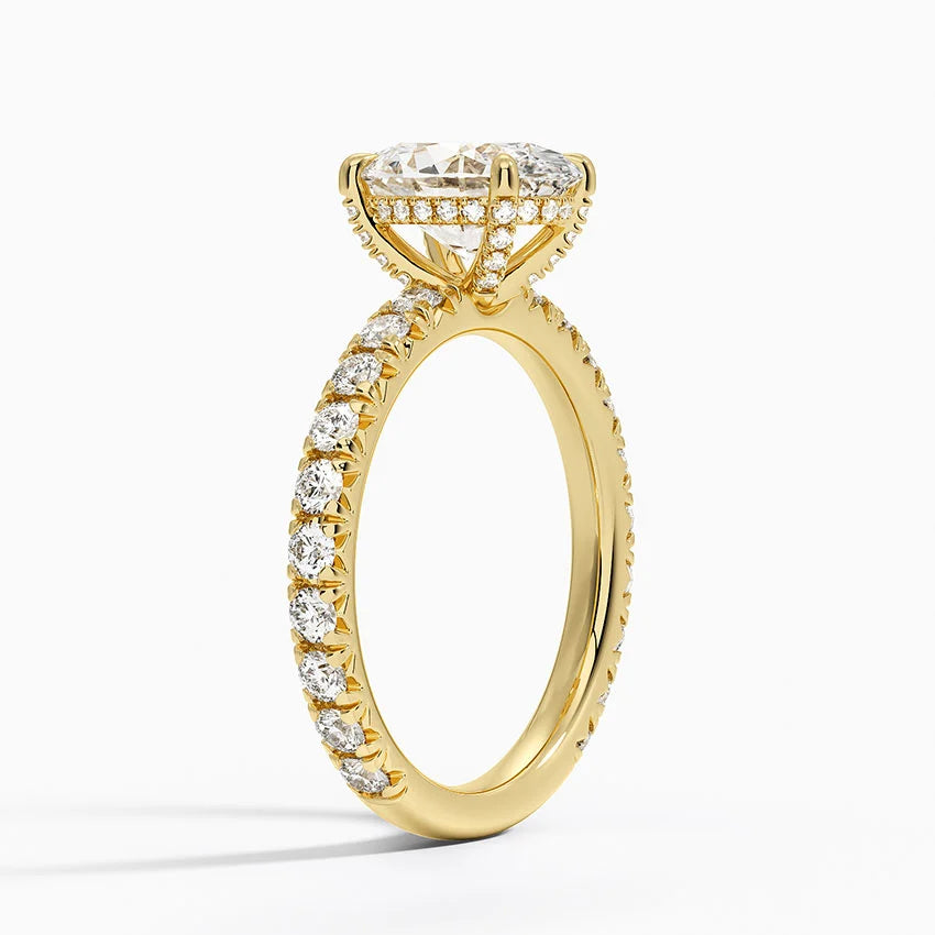 2.75 Karat Oval Kesim Hidden Halo Tasarım Tektaş Laboratuvar Pırlanta Yüzük 18K  - Selora - Bold Diamonds