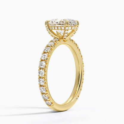 2.75 Karat Oval Kesim Hidden Halo Tasarım Tektaş Laboratuvar Pırlanta Yüzük 18K  - Selora