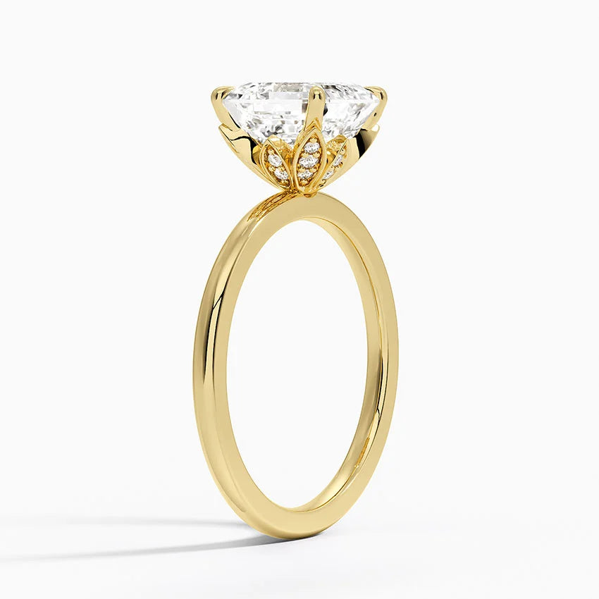 2.15 Karat Asscher Kesim Hidden Halo Tasarım Tektaş Laboratuvar Pırlanta Yüzük - Delora - Bold Diamonds