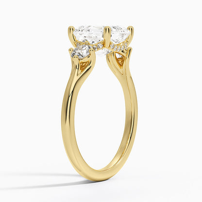2.50 Asscher Kesim Hidden Halo Tasarım Tektaş Laboratuvar Pırlanta Yüzük 18K - Milora