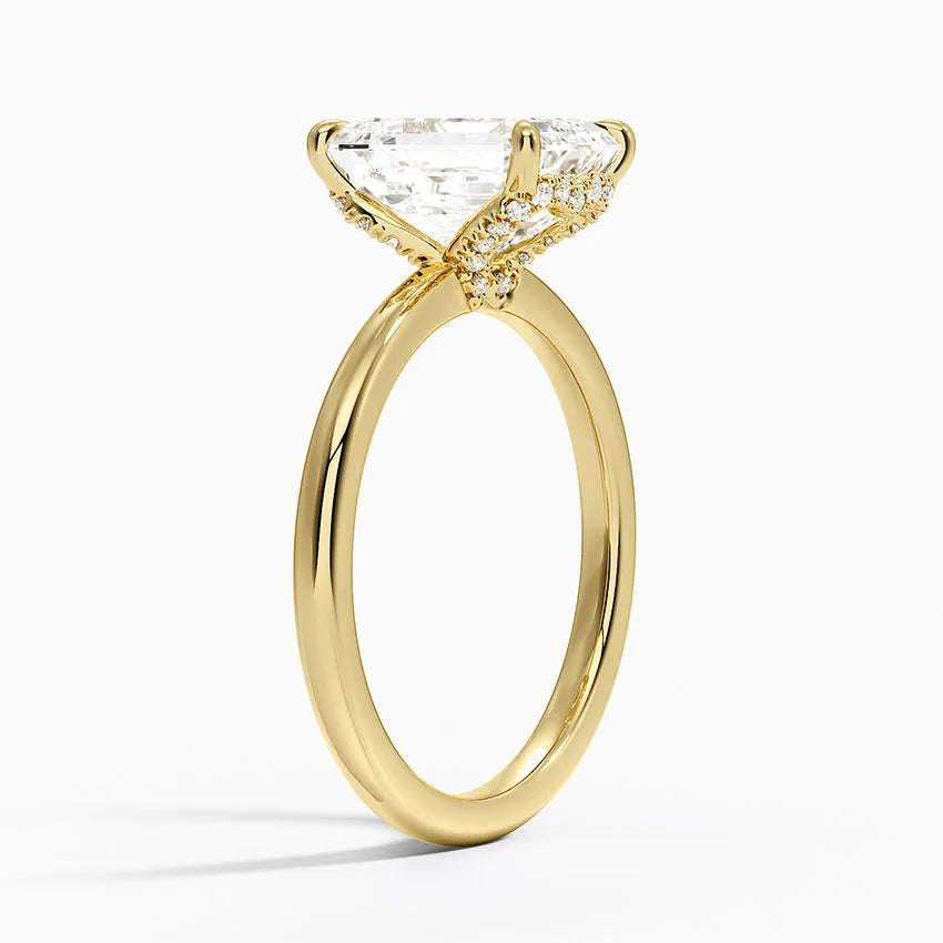2.15 Karat Emerald Kesim Hidden Halo Tasarım Tektaş Laboratuvar Pırlanta Yüzük - Lyon