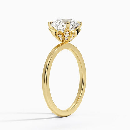 2.15 Karat Hidden Halo Tasarım Tektaş Laboratuvar Pırlanta Yüzük 18K - Delora