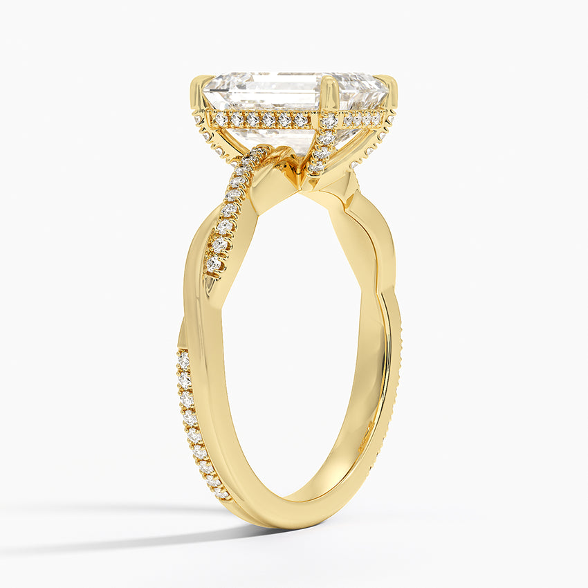 2.25 Karat Emerald Kesim Hidden Halo Tasarım Tektaş Laboratuvar Pırlanta Yüzük  - Riga