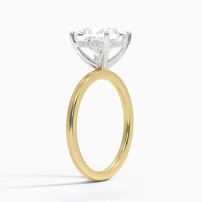 2.10 Karat Prenses Kesim Hidden Halo Tasarım Tektaş Laboratuvar Pırlanta Yüzük 18K  - Elora - Bold Diamonds