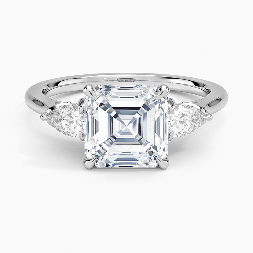 2.75 Karat Asscher Kesim Hidden Halo Tasarım Tektaş Laboratuvar Pırlanta Yüzük 18K - Calora