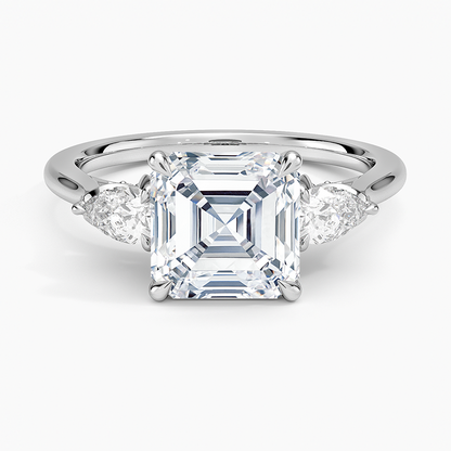 2.75 Karat Asscher Kesim Hidden Halo Tasarım Tektaş Laboratuvar Pırlanta Yüzük 18K - Calora