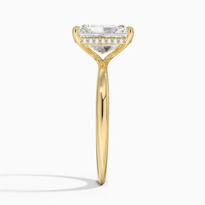 2.10 Karat Radiant Kesim Hidden Halo Tasarım Tektaş Laboratuvar Pırlanta Yüzük 18K  - Alvora - Bold Diamonds