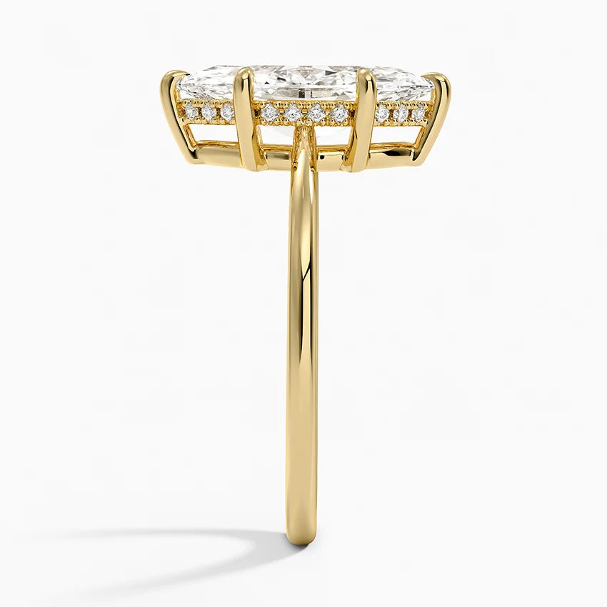 2.10 Marquise Kesim Hidden Halo Tasarım Tektaş Laboratuvar Pırlanta Yüzük - Tilora