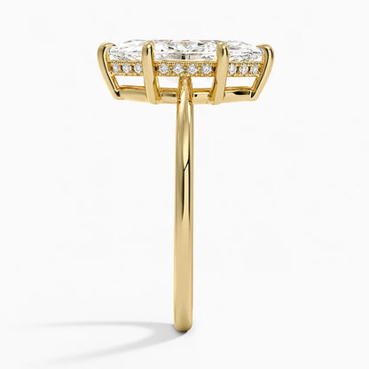 2.10 Marquise Kesim Hidden Halo Tasarım Tektaş Laboratuvar Pırlanta Yüzük - Tilora