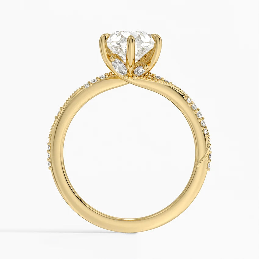 2.25 Karat Damla Kesim Hidden Halo Tasarım Tektaş Laboratuvar Pırlanta Yüzük 18K  - Melora - Bold Diamonds