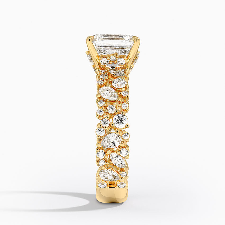 3.00 Asscher Kesim Özel Tasarım Tektaş Laboratuvar Pırlanta Yüzük  - Aylora