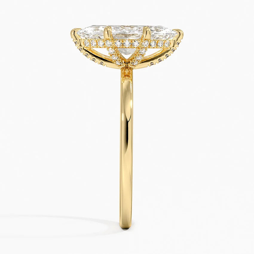 2.15 Karat Marquise Kesim Hidden Halo Tasarım Tektaş Laboratuvar Pırlanta Yüzük - Gilora - Bold Diamonds