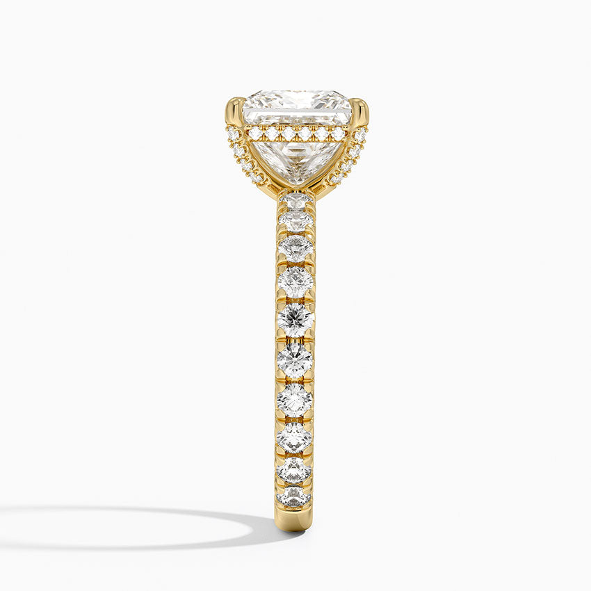 2.75 Karat Prenses Kesim Hidden Halo Tasarım Tektaş Laboratuvar Pırlanta Yüzük 18K  - Selora - Bold Diamonds