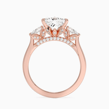 1.60 Carat Princess Halo Design Solitaire Lab Diamond Ring 18K - Florina 