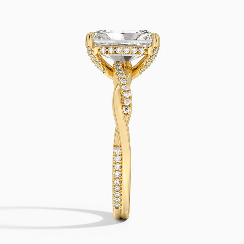 2.25 Karat Radiant Kesim Hidden Halo Tasarım Tektaş Laboratuvar Pırlanta Yüzük  - Riga
