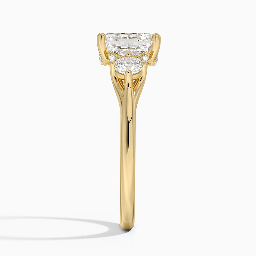 2.50 Asscher Kesim Hidden Halo Tasarım Tektaş Laboratuvar Pırlanta Yüzük 18K - Milora