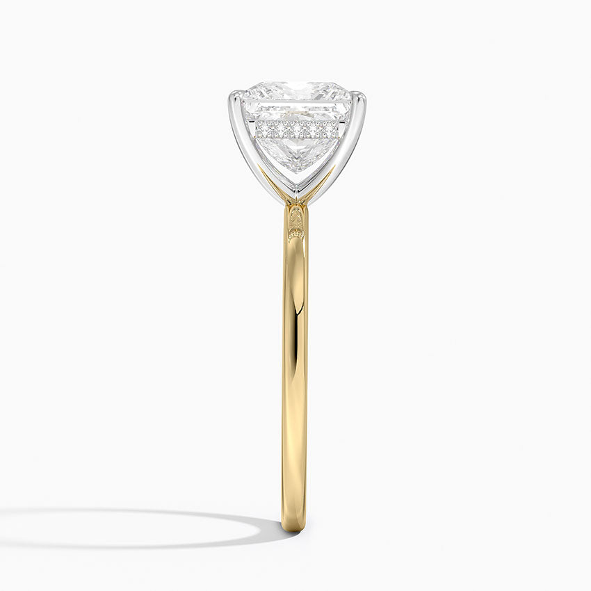 2.10 Karat Prenses Kesim Hidden Halo Tasarım Tektaş Laboratuvar Pırlanta Yüzük 18K  - Elora - Bold Diamonds