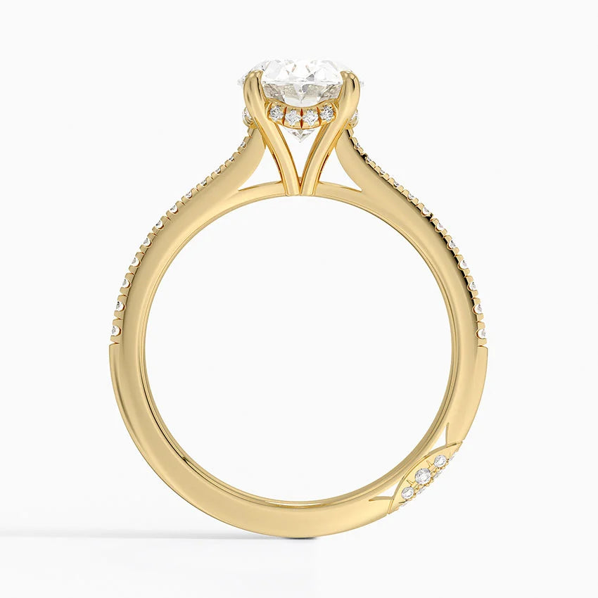 2.25 Karat Oval Hidden Halo Tasarım Tektaş Laboratuvar Pırlanta Yüzük - Milara