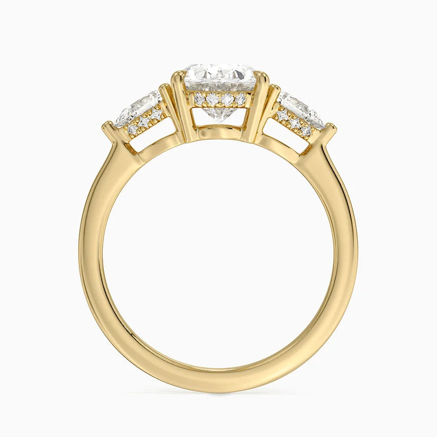 2.50 Oval Kesim Hidden Halo Tasarım Tektaş Laboratuvar Pırlanta Yüzük - Nilora