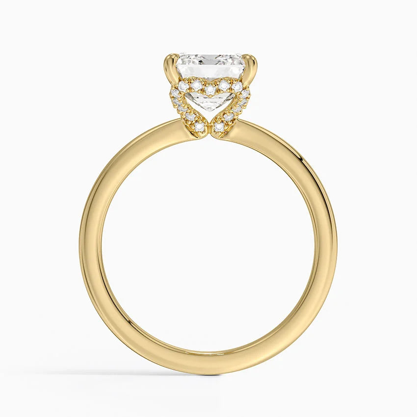 2.15 Emerald Kesim Hidden Halo Tasarım Tektaş Laboratuvar Pırlanta Yüzük - Vilora