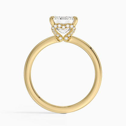 2.15 Emerald Kesim Hidden Halo Tasarım Tektaş Laboratuvar Pırlanta Yüzük - Vilora