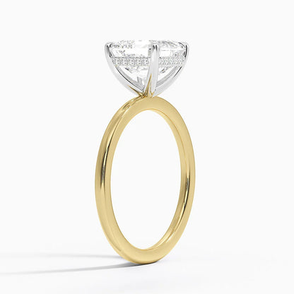 2.10 Karat Asscher Kesim Hidden Halo Tasarım Tektaş Laboratuvar Pırlanta Yüzük 18K  - Elora