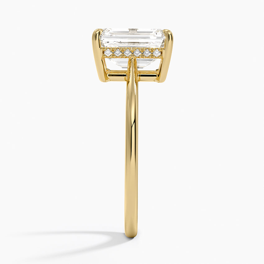 2.10 Emerald Kesim Hidden Halo Tasarım Tektaş Laboratuvar Pırlanta Yüzük - Tilora