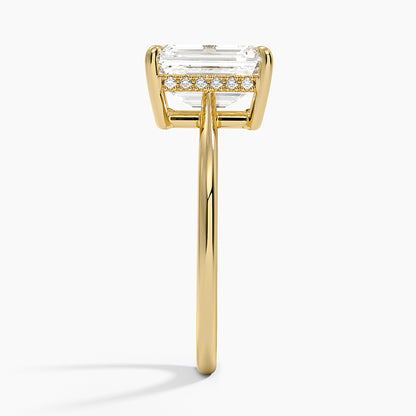 2.10 Emerald Kesim Hidden Halo Tasarım Tektaş Laboratuvar Pırlanta Yüzük - Tilora