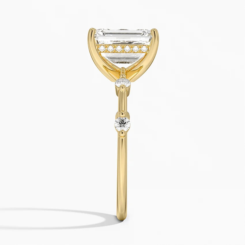2.20 Karat Emerald Kesim Hidden Halo Tasarım Tektaş Laboratuvar Pırlanta Yüzük - Nice