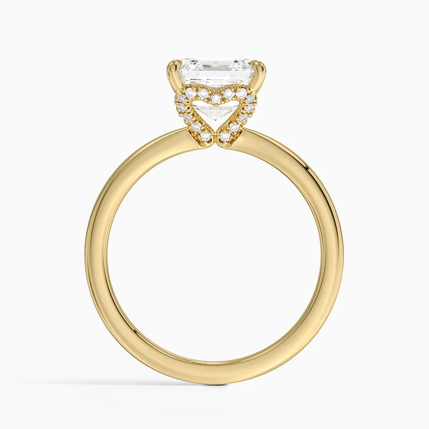 2.15 Asscher Kesim Hidden Halo Tasarım Tektaş Laboratuvar Pırlanta Yüzük - Vilora